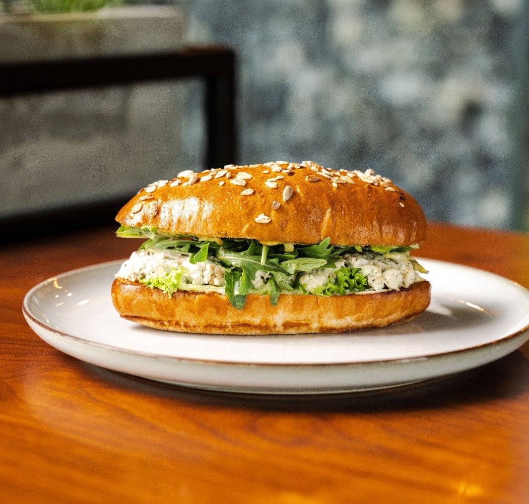 Multicereal Bread , Chicken Mixture with Mayonaisse and Rocca Leaves with Balsamic Vinegar