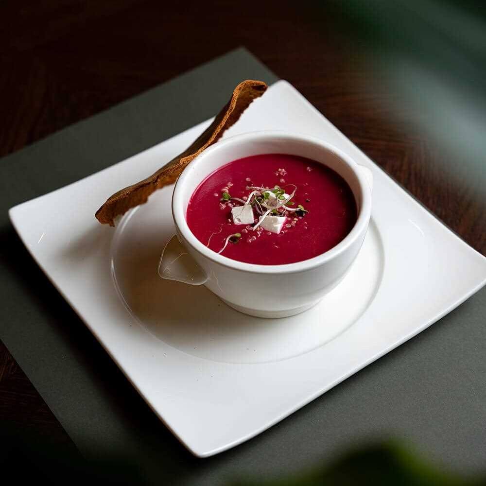 Smooth blend of vibrant beets, delivering a warming and delightful culinary experience